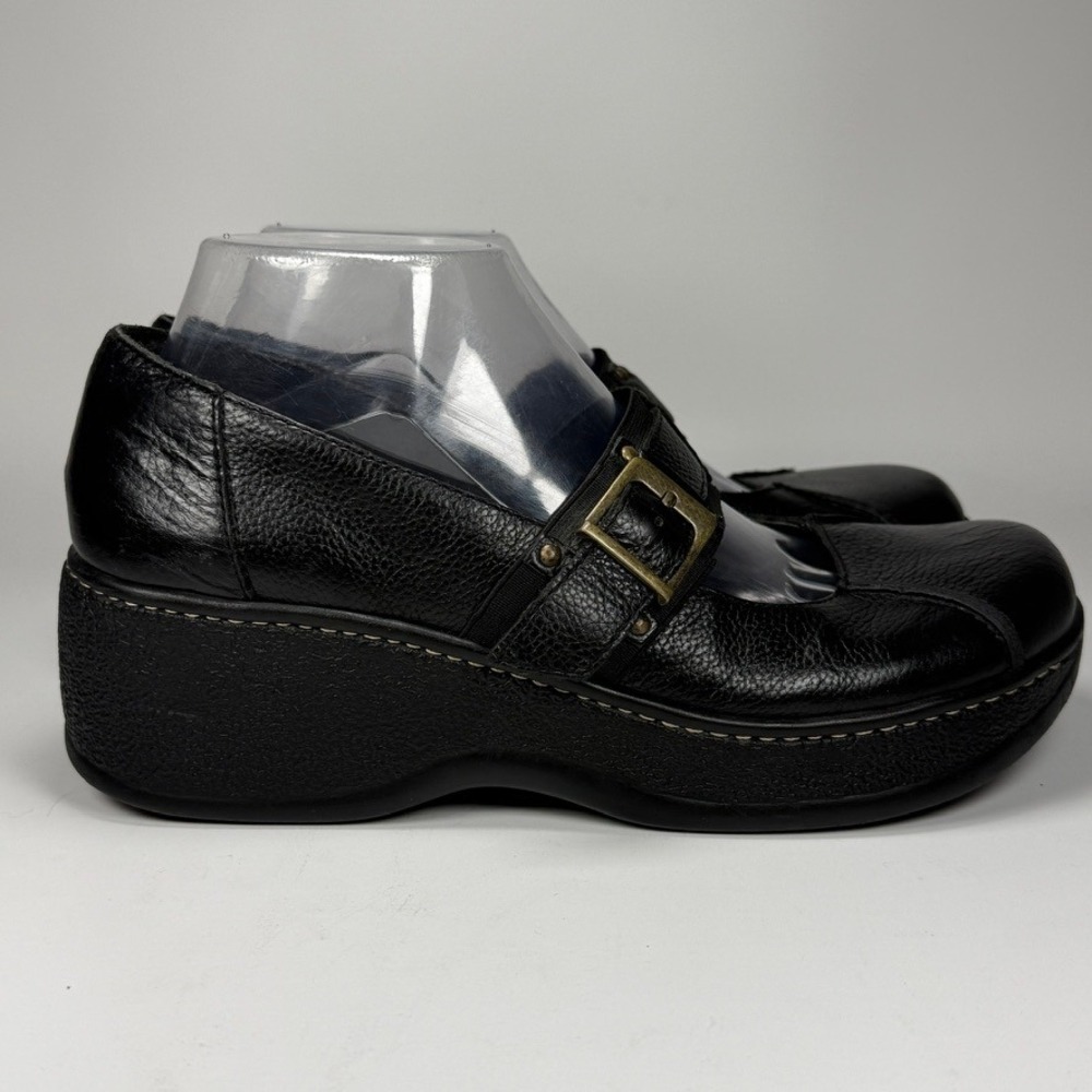 MIA Womens 8 Boston Black Leather Chunky Platform Wedge Mary Jane Shoes Y2K 90s - Picture 5 of 10
